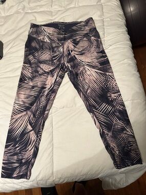 Calvin Klein Pink and Black Palm-Print Leggings